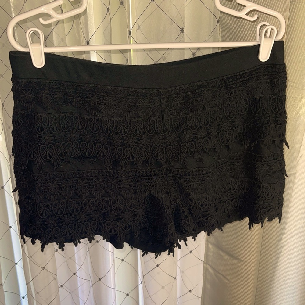 black eyelet shorts